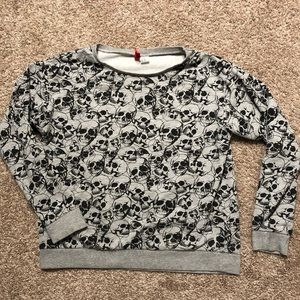 Skulls pattern lightweight jersey sweatshirt